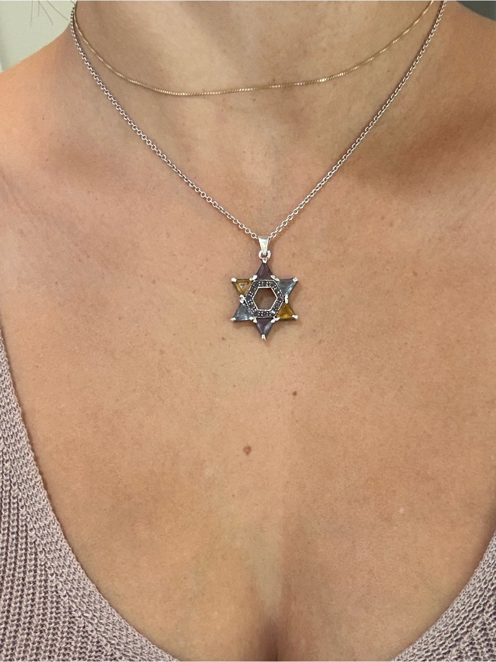 Sterling Silver Star of David Pendant Necklace